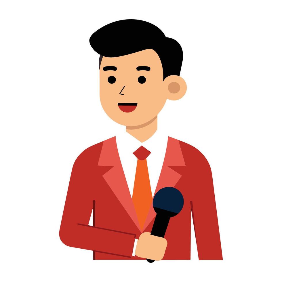 clipart features a professional male reporter holding a microphone vector