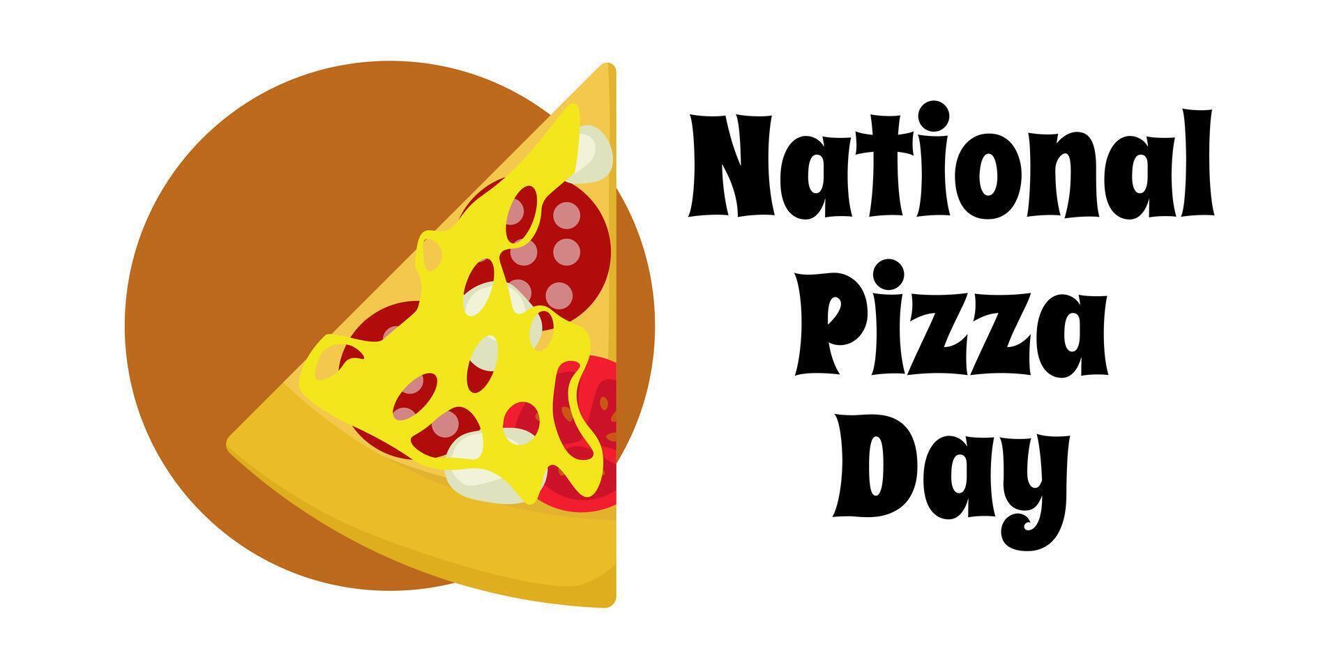 nacional Pizza día, sencillo comida póster o horizontal bandera diseño idea vector