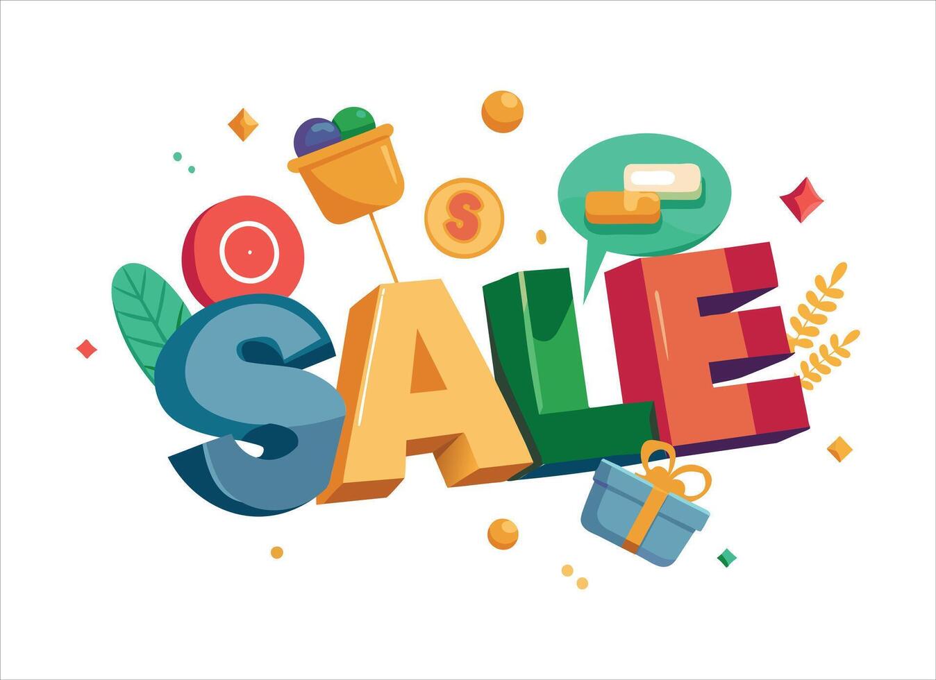 sale icon with colorful 3d letters vector
