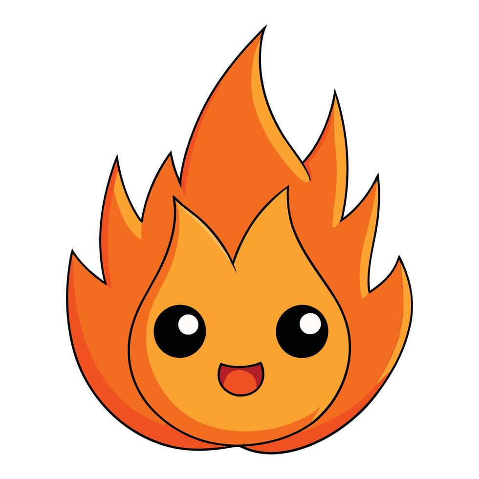 fire flame icon. fire flame cute emoji character isolated on a white background. vector