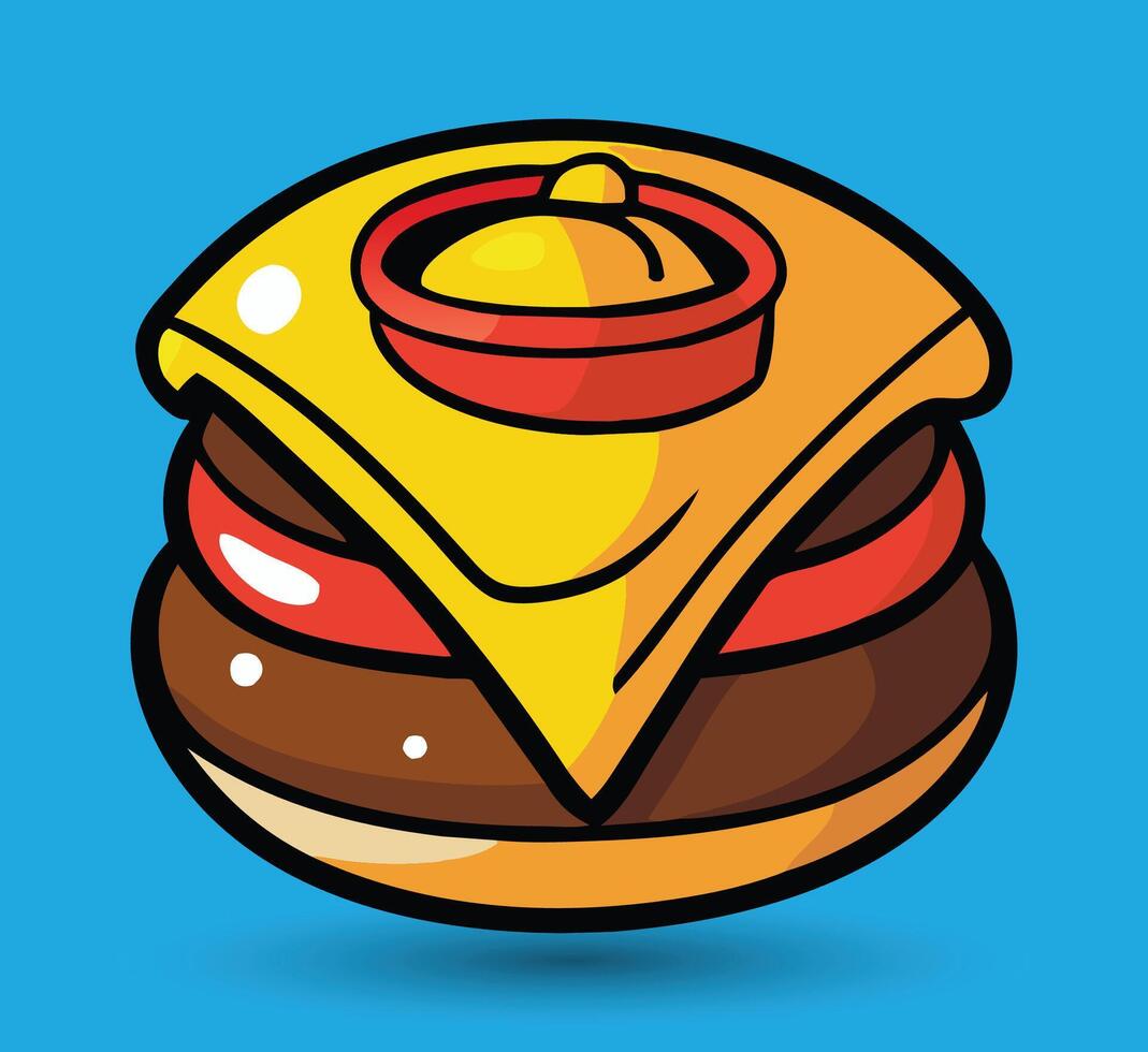 Hand Drawn Burger Vector Illustration. Burger with juicy beef.