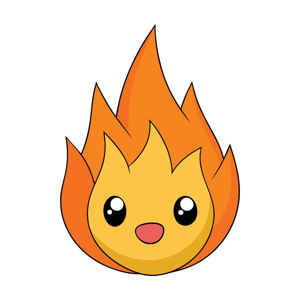 fire flame icon. fire flame cute emoji character isolated on a white background. vector