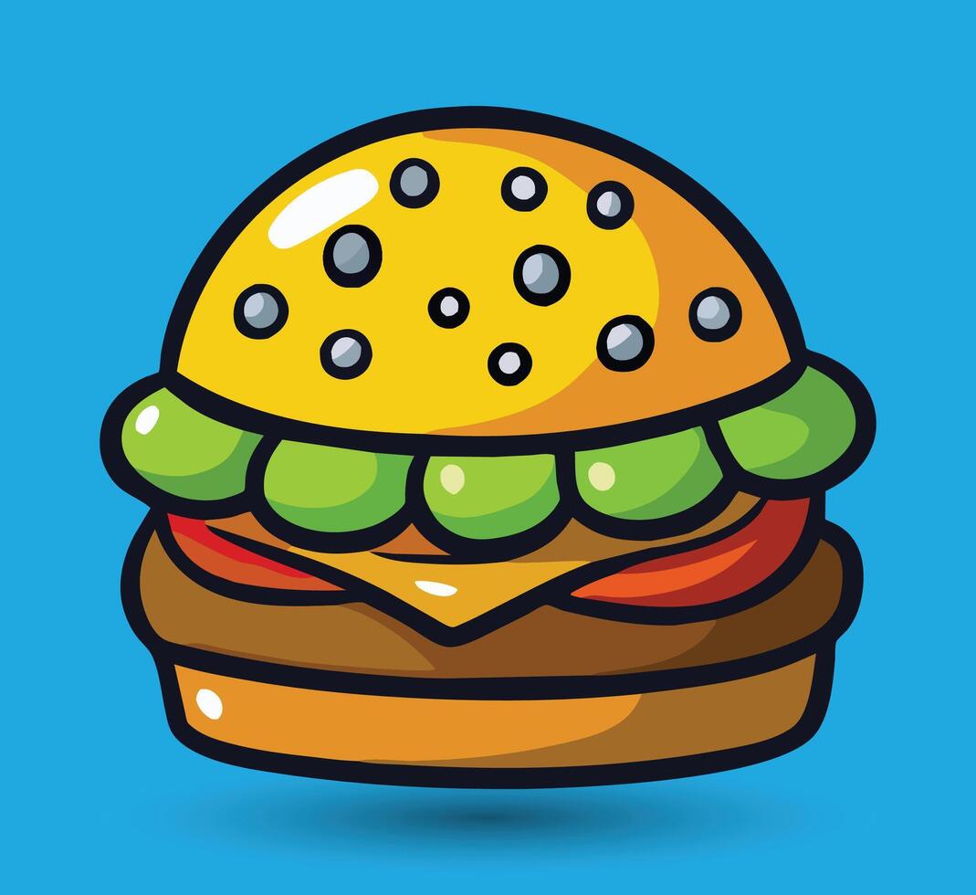 mano dibujado hamburguesa vector ilustración. hamburguesa con jugoso carne de res.