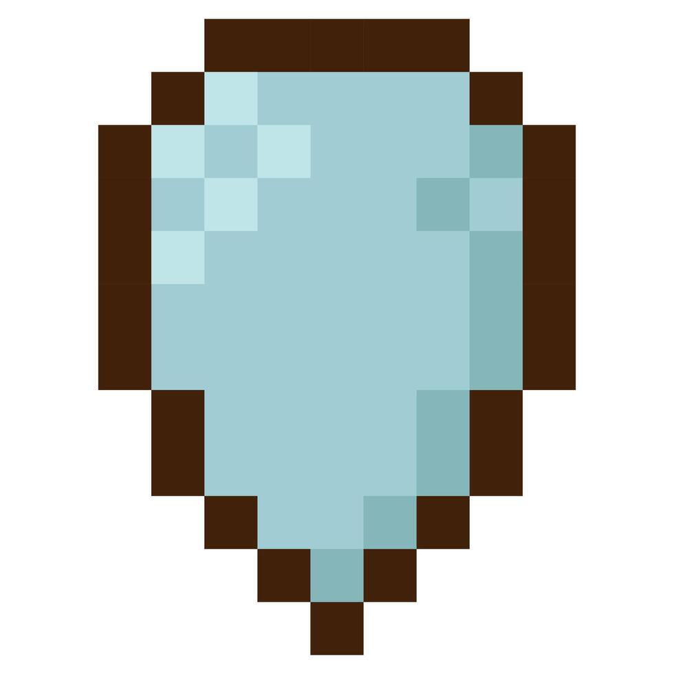 Shield for 8-bit games. Vector icon in pixel art style