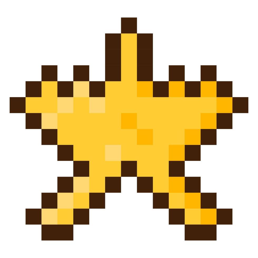 Star for 8-bit games. Vector icon in pixel art style