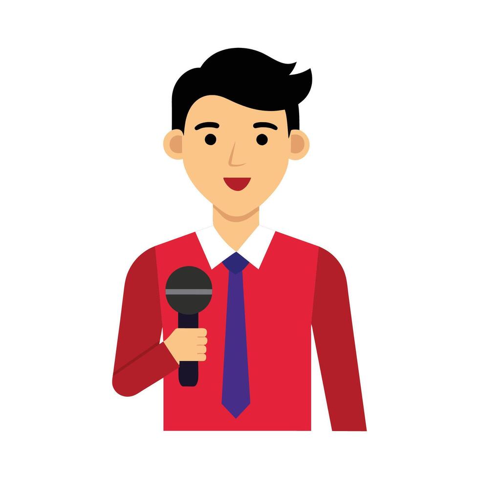 clipart features a professional male reporter holding a microphone vector