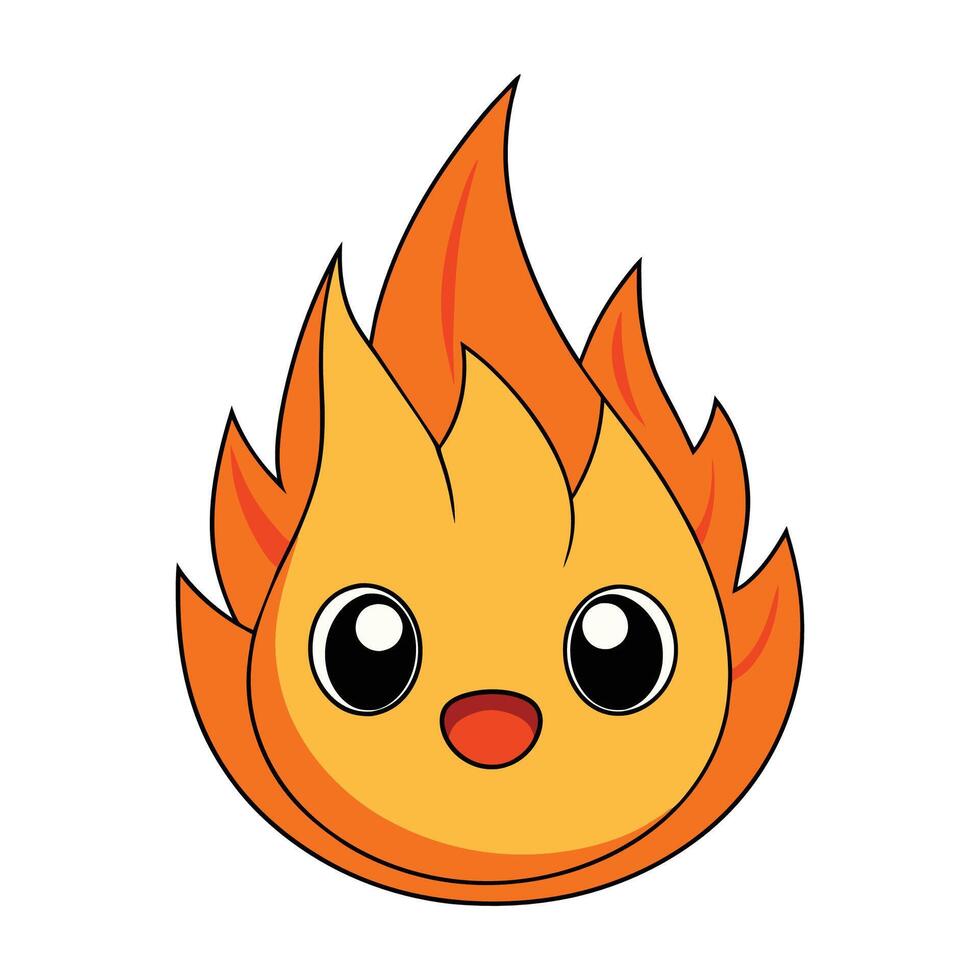 fire flame icon. fire flame cute emoji character isolated on a white background. vector