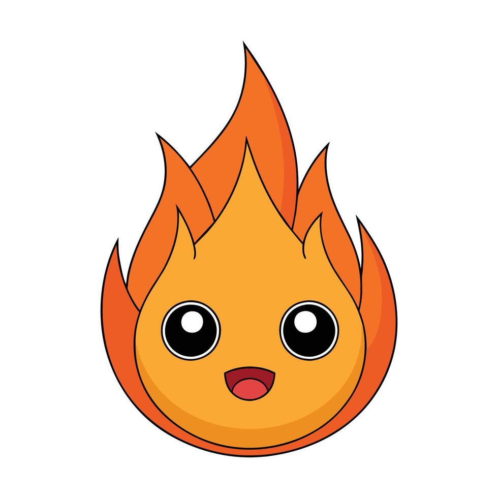 fire flame icon. fire flame cute emoji character isolated on a white background. vector