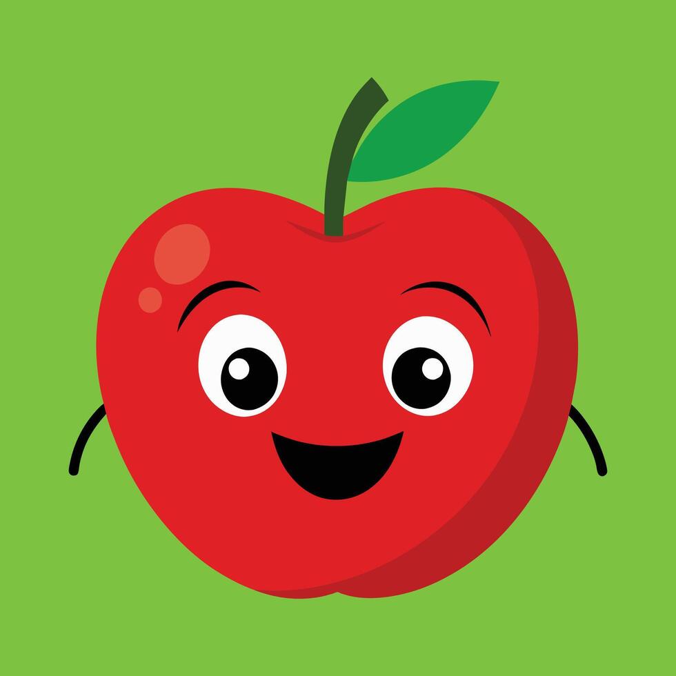 sonriente manzana con ojos linda gracioso manzana Fruta dibujos animados estilo vector diseño ilustración