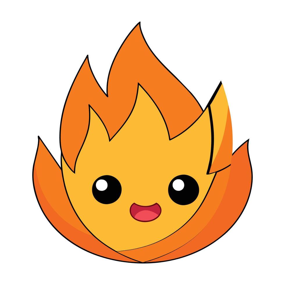 fire flame icon. fire flame cute emoji character isolated on a white background. vector