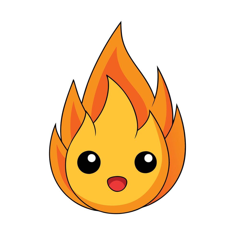 fuego fuego icono. fuego fuego linda emoji personaje aislado en un blanco antecedentes. vector