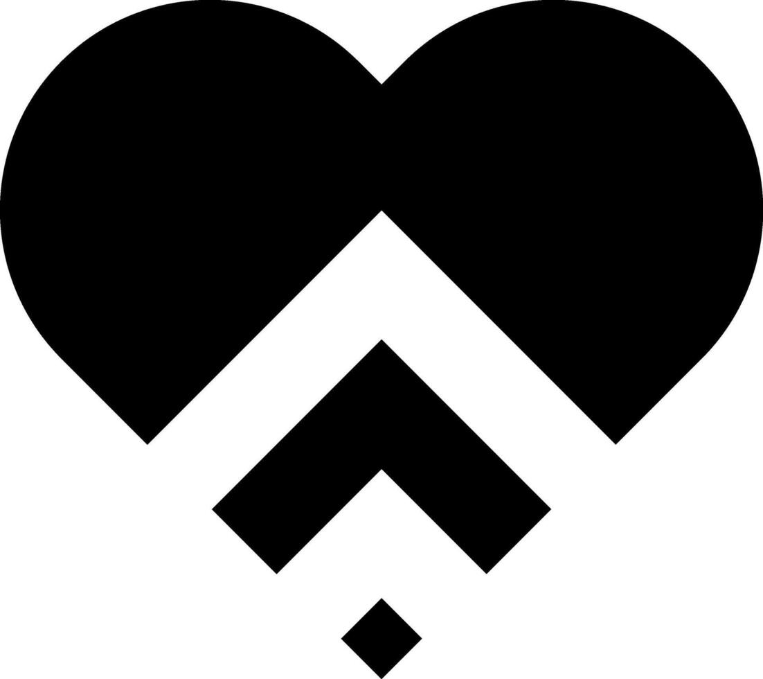 Heart and arrow vector icon. Flat black symbol. Pictogram is isolated on a white background. Designed for web and software interfaces.