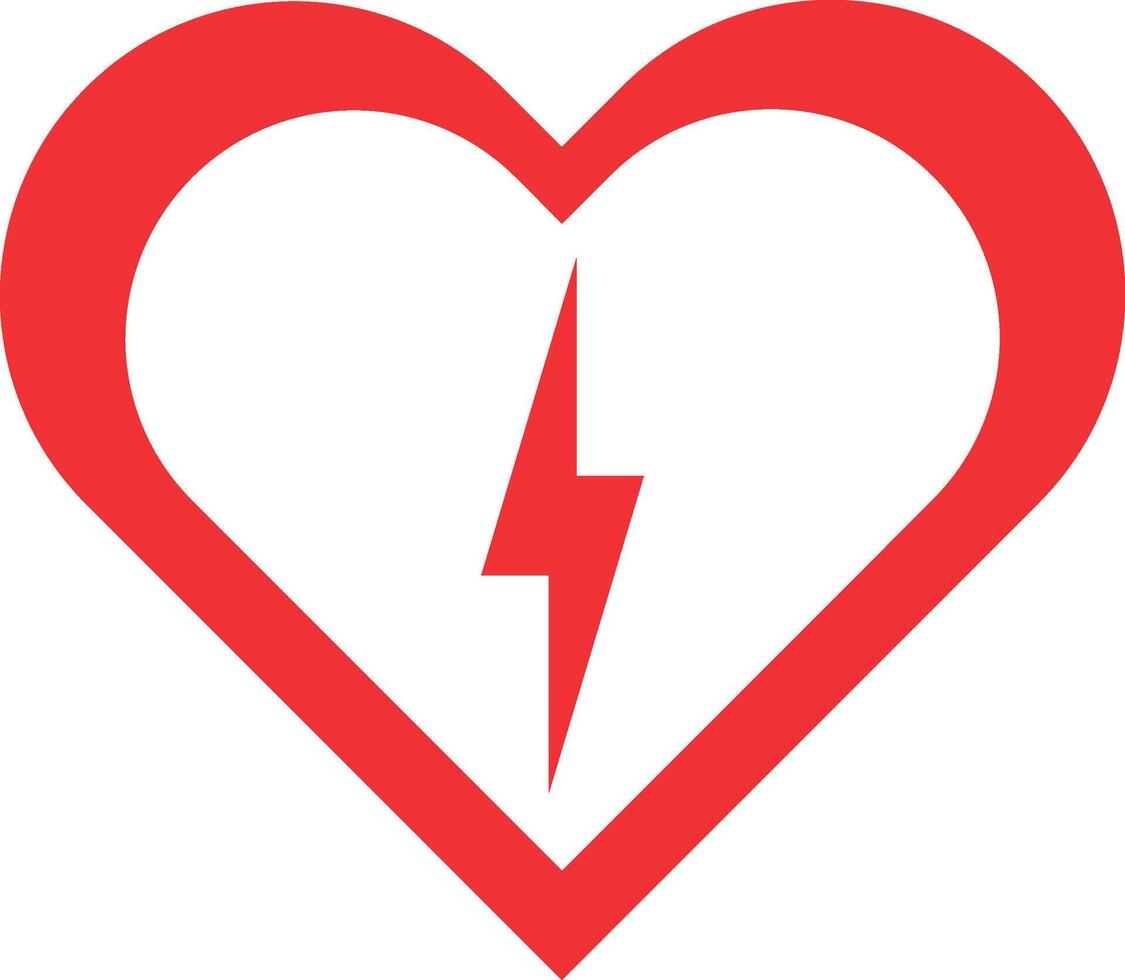 Illustration of heart with lightning in the center vector