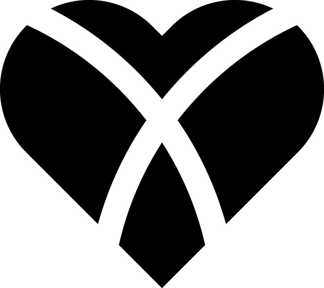 Simple minimalist heart with divided into four parts vector