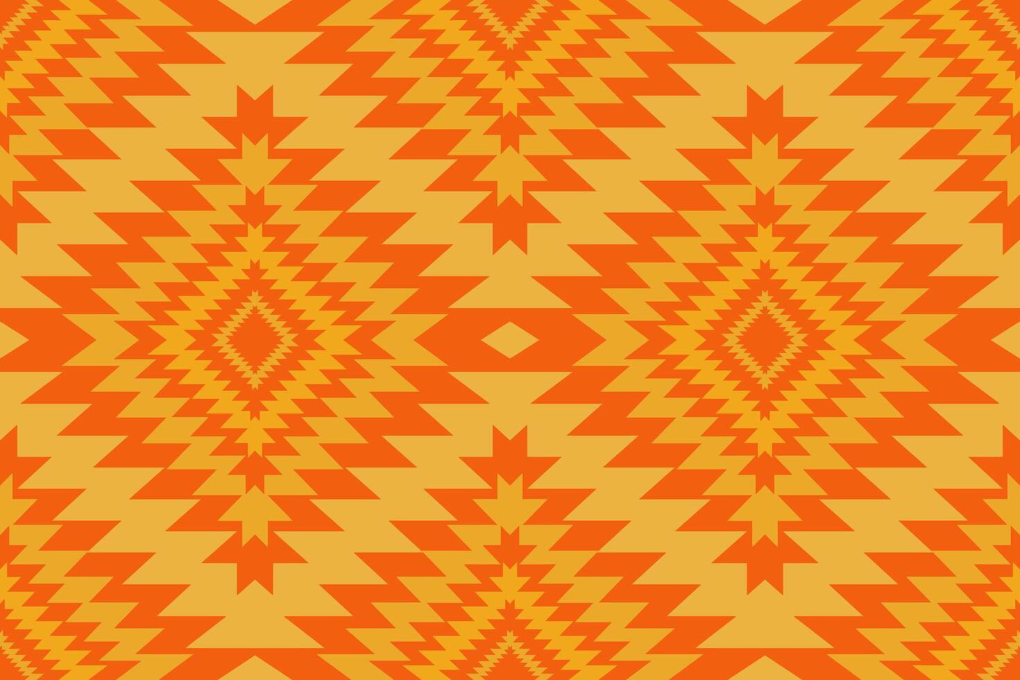 Southwestern Navajo patterns featuring triangles, zigzags, diamonds and stepped motifs  characteristic of traditional Southwestern Native American tribal for textiles and decor fashion and product vector