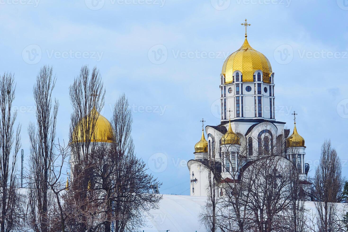 Easter. Christian cathedral with golden domes photo