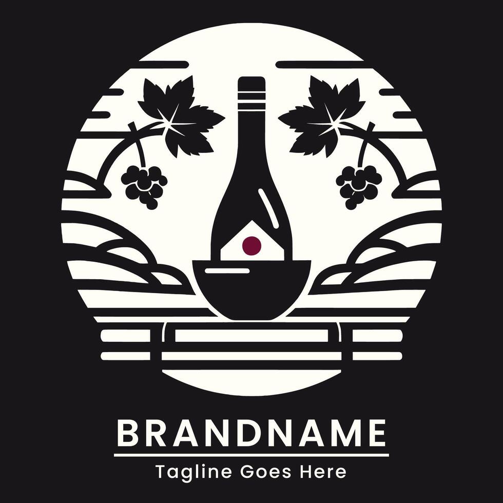 sake bottle logo Classic Elegant classy style with bottle japan element aesthetics with single color vector