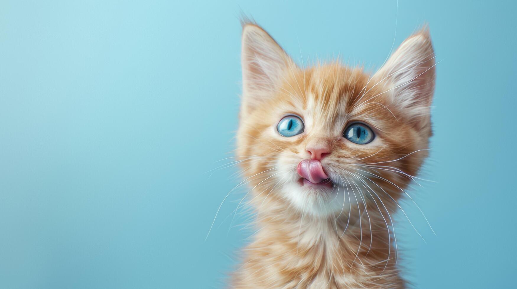 AI generated Cat licks his lips. Cute hungry cat. photo