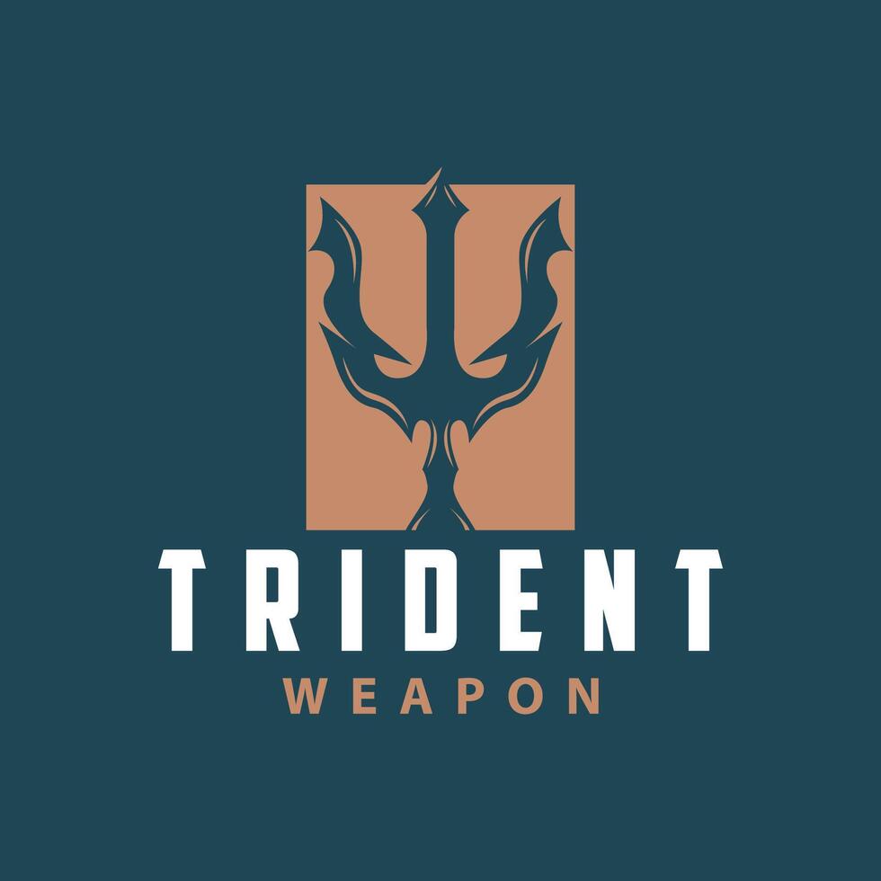 Neptune Poseidon Trident Logo, Spear Simple Vintage Template Design vector