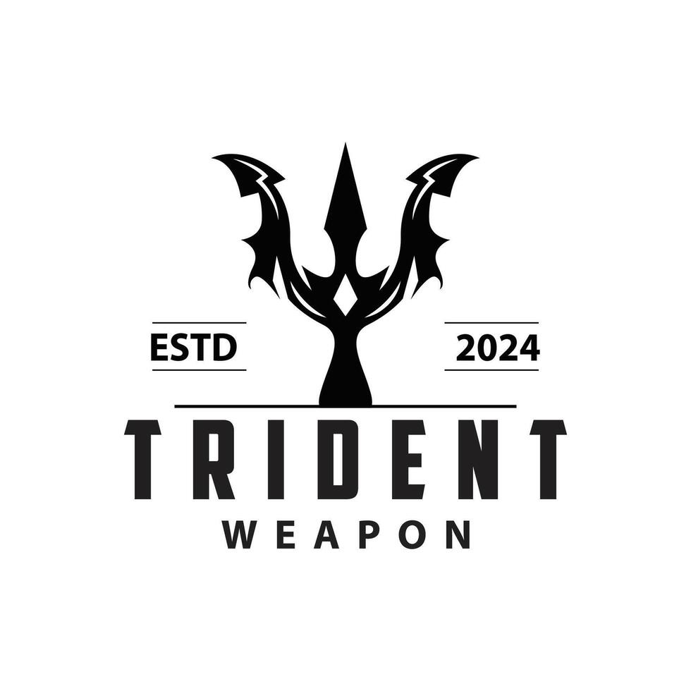 Neptune Poseidon Trident Logo, Spear Simple Vintage Template Design vector