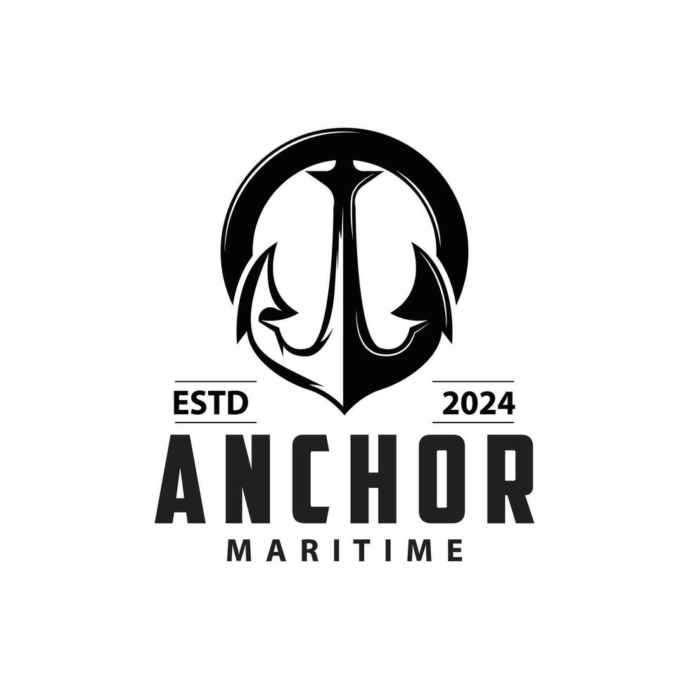 Marine ship vector anchor logo simple minimalist design anchor illustration simple marine symbol template