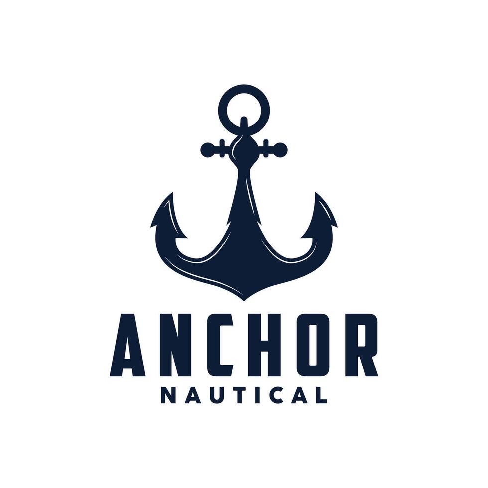 Marine ship vector anchor logo simple minimalist design anchor illustration simple marine symbol template
