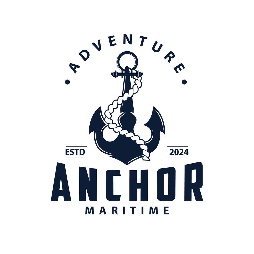 Marine ship vector anchor logo simple minimalist design anchor illustration simple marine symbol template