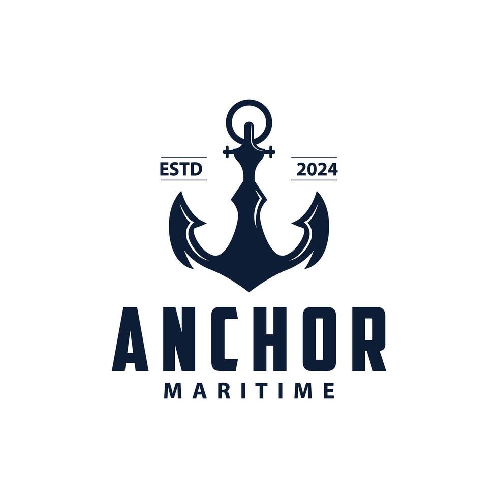 Marine ship vector anchor logo simple minimalist design anchor illustration simple marine symbol template