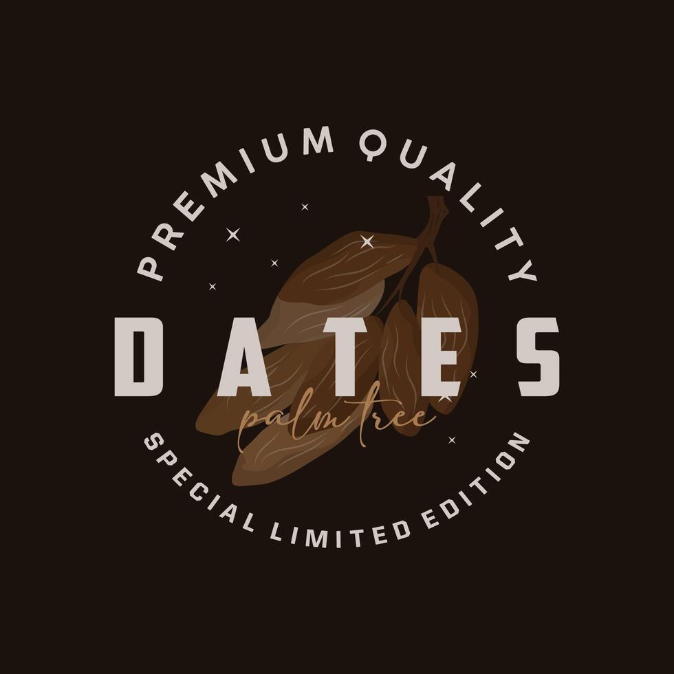 Date Fruit Logo, Elegant Minimalist Premium Design, Sweet Date Fruit Logo Templet Illustration vector