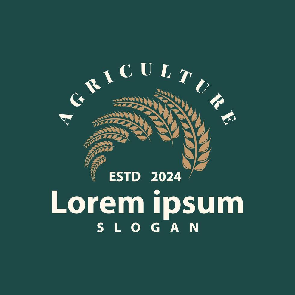 Wheat Grain Rice Logo, Simple Design Organic Vector Illustration Icon Template