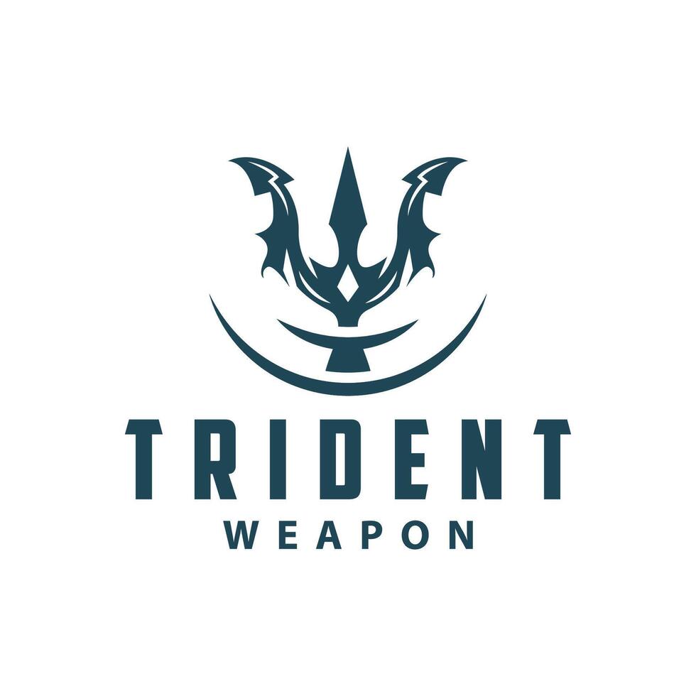 Neptune Poseidon Trident Logo, Spear Simple Vintage Template Design vector