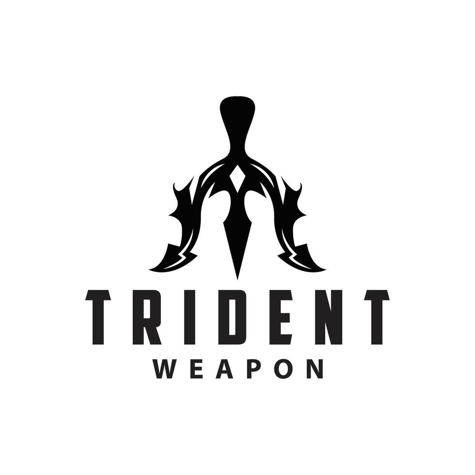 Neptune Poseidon Trident Logo, Spear Simple Vintage Template Design vector