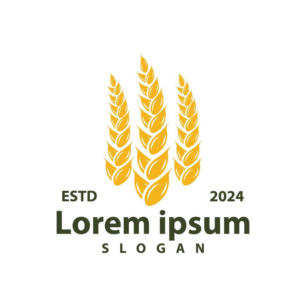 Wheat Grain Rice Logo, Simple Design Organic Vector Illustration Icon Template