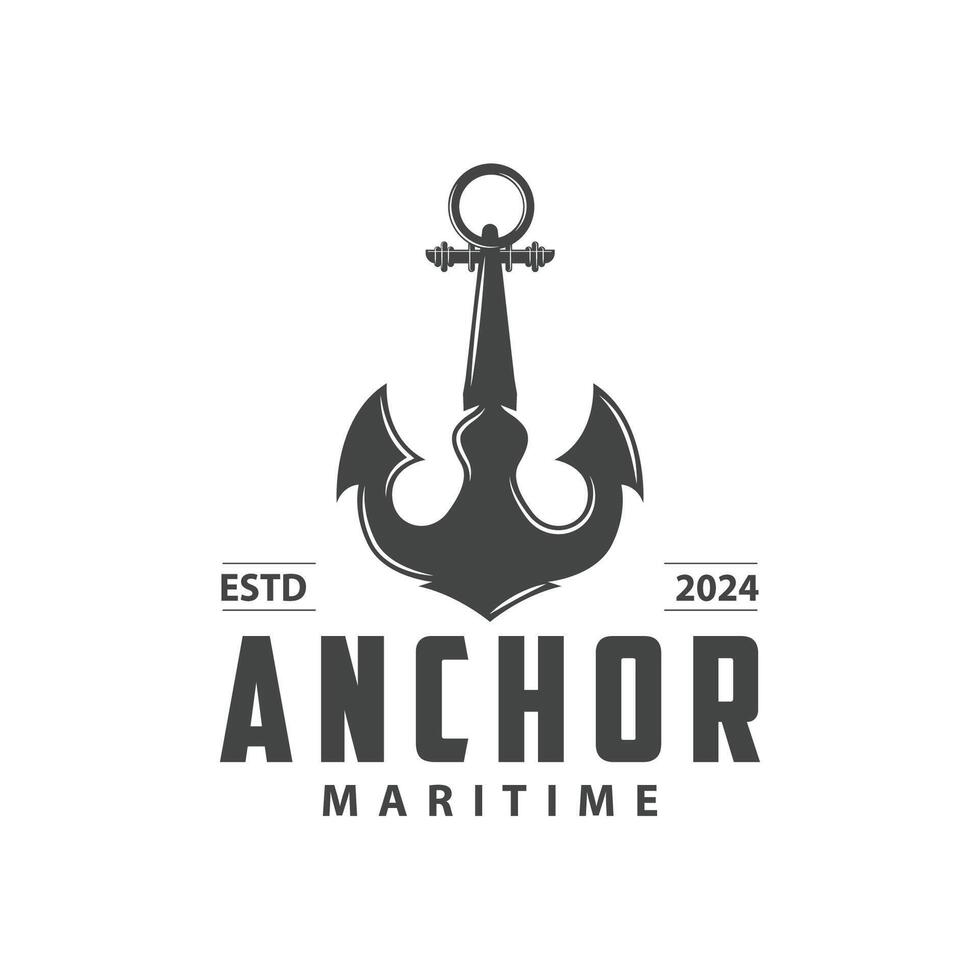 Marine ship vector anchor logo simple minimalist design anchor illustration simple marine symbol template