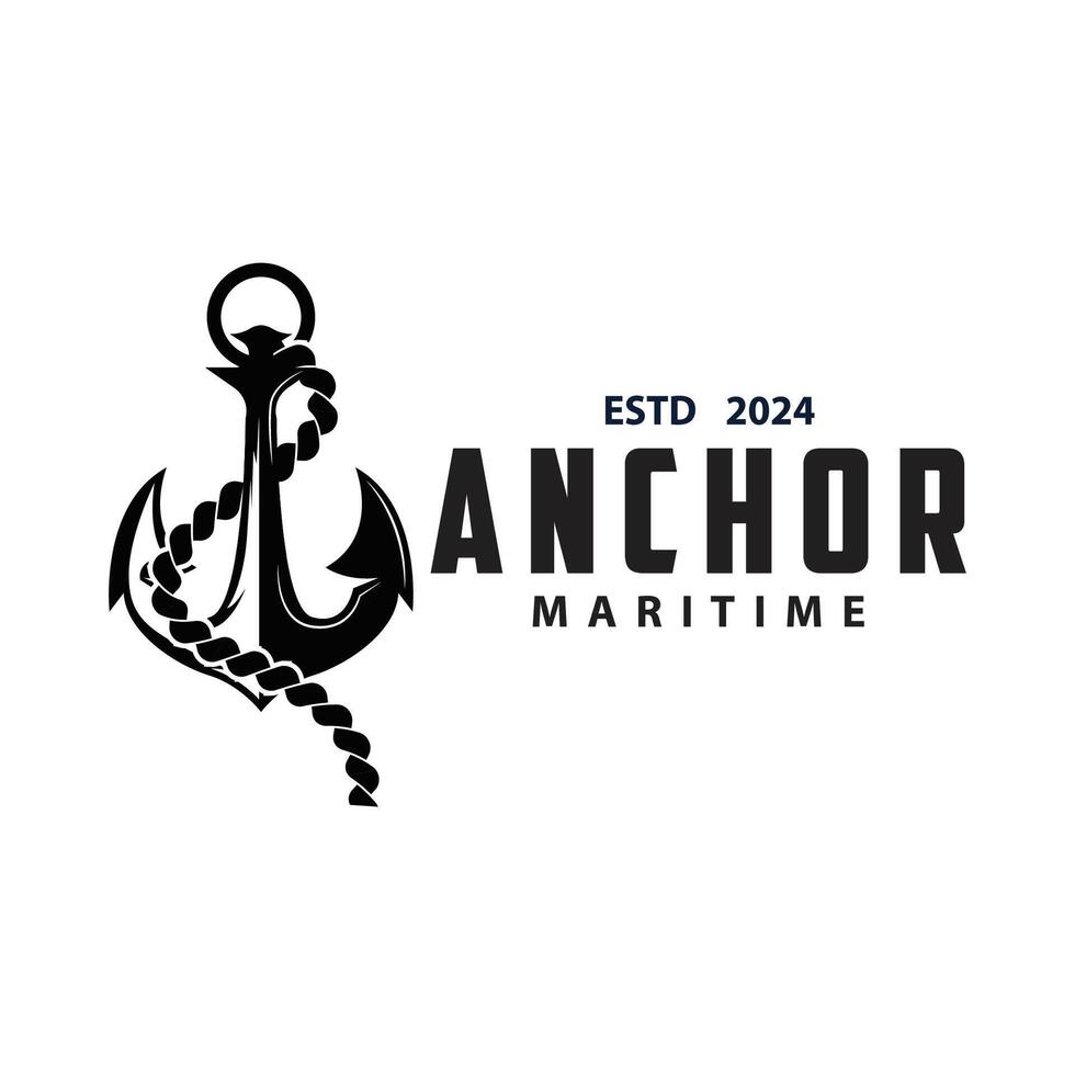 Marine ship vector anchor logo simple minimalist design anchor illustration simple marine symbol template