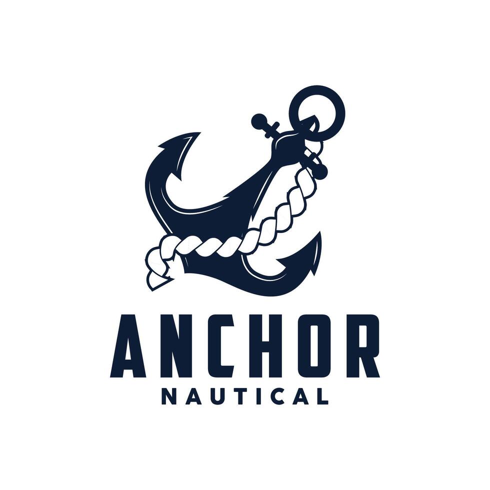 Marine ship vector anchor logo simple minimalist design anchor illustration simple marine symbol template