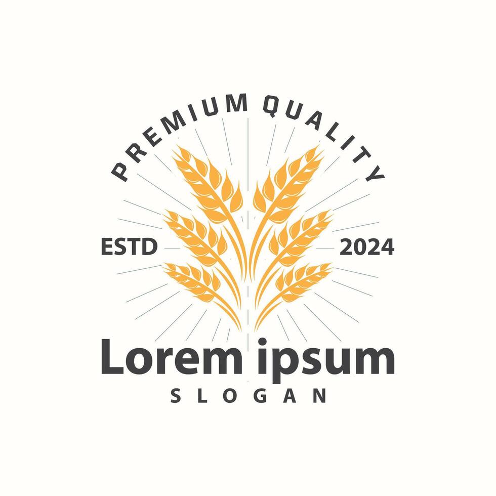 Wheat Grain Rice Logo, Simple Design Organic Vector Illustration Icon Template