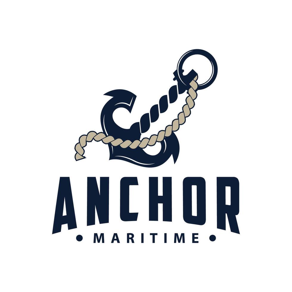 Marine ship vector anchor logo simple minimalist design anchor illustration simple marine symbol template