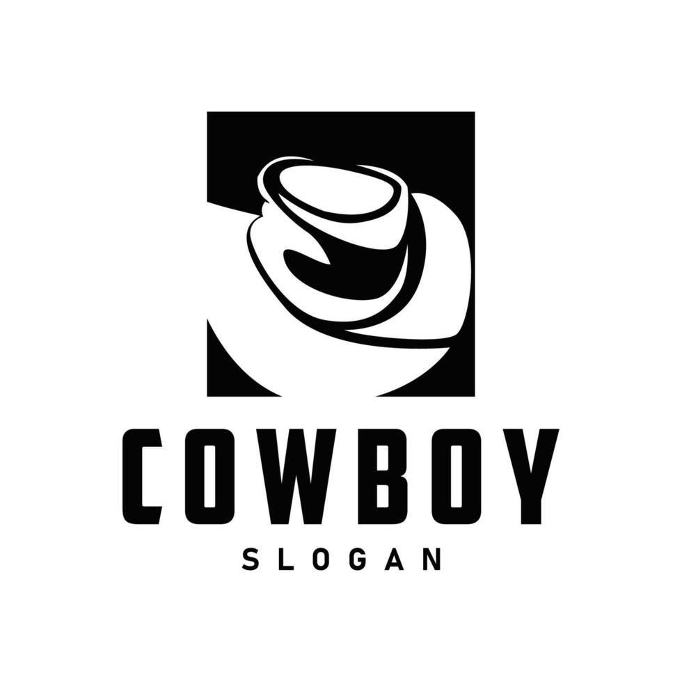 Cowboy hat logo simple old west country texas cowboy black minimalist design retro vintage vector silhouette