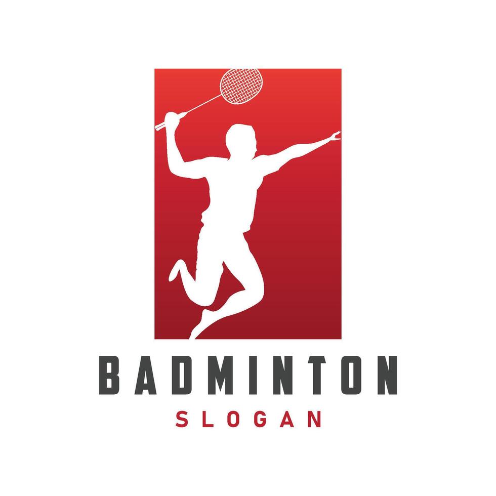 Badminton logo vector black silhouette badminton sport player vintage minimalist racket and shuttlecock design illustration template
