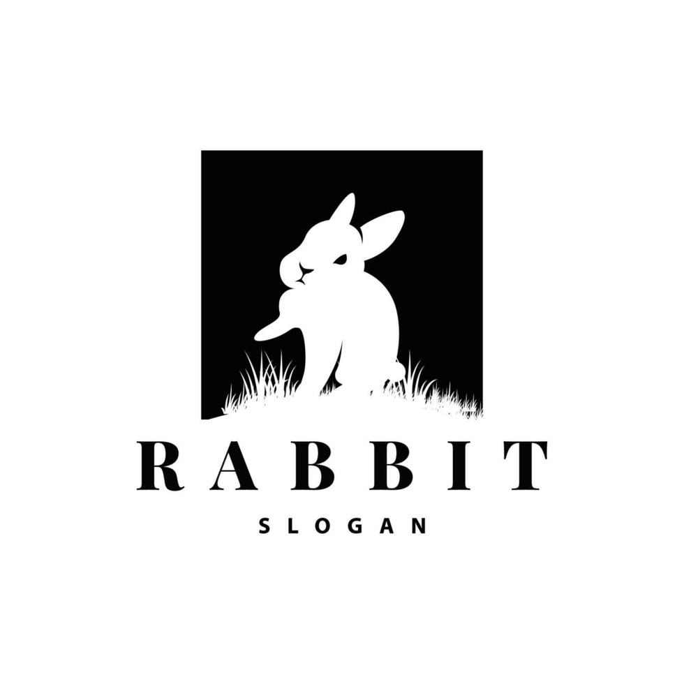 Rabbit logo design cute bunny simple animal silhouette illustration template vector