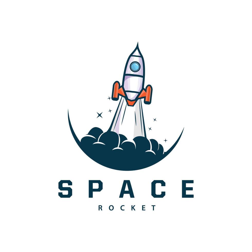 Space exploration vehicle technology space rocket logo design illustration modern simple template vector