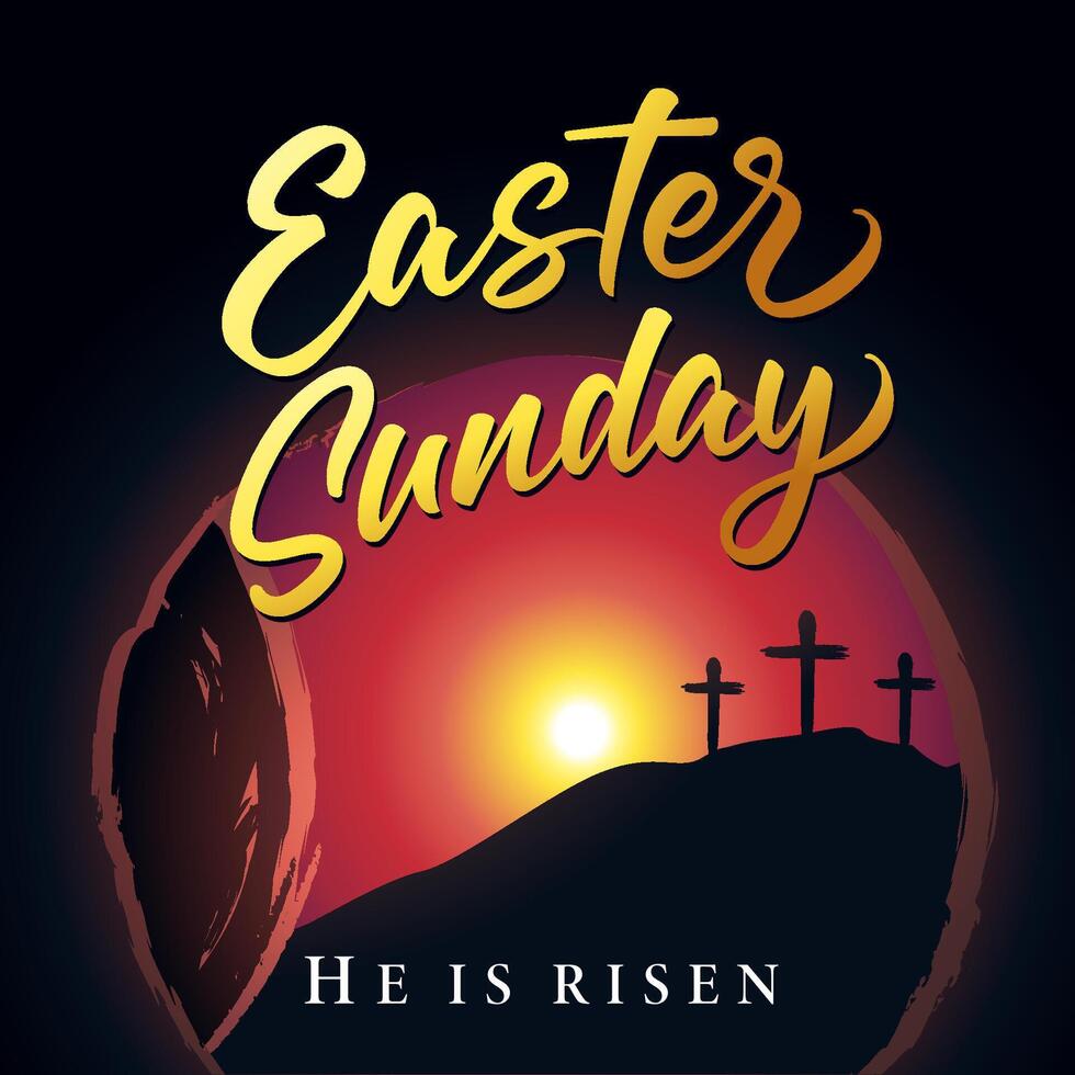 Easter Sunday morning vector image. Christian congrats. Church banner