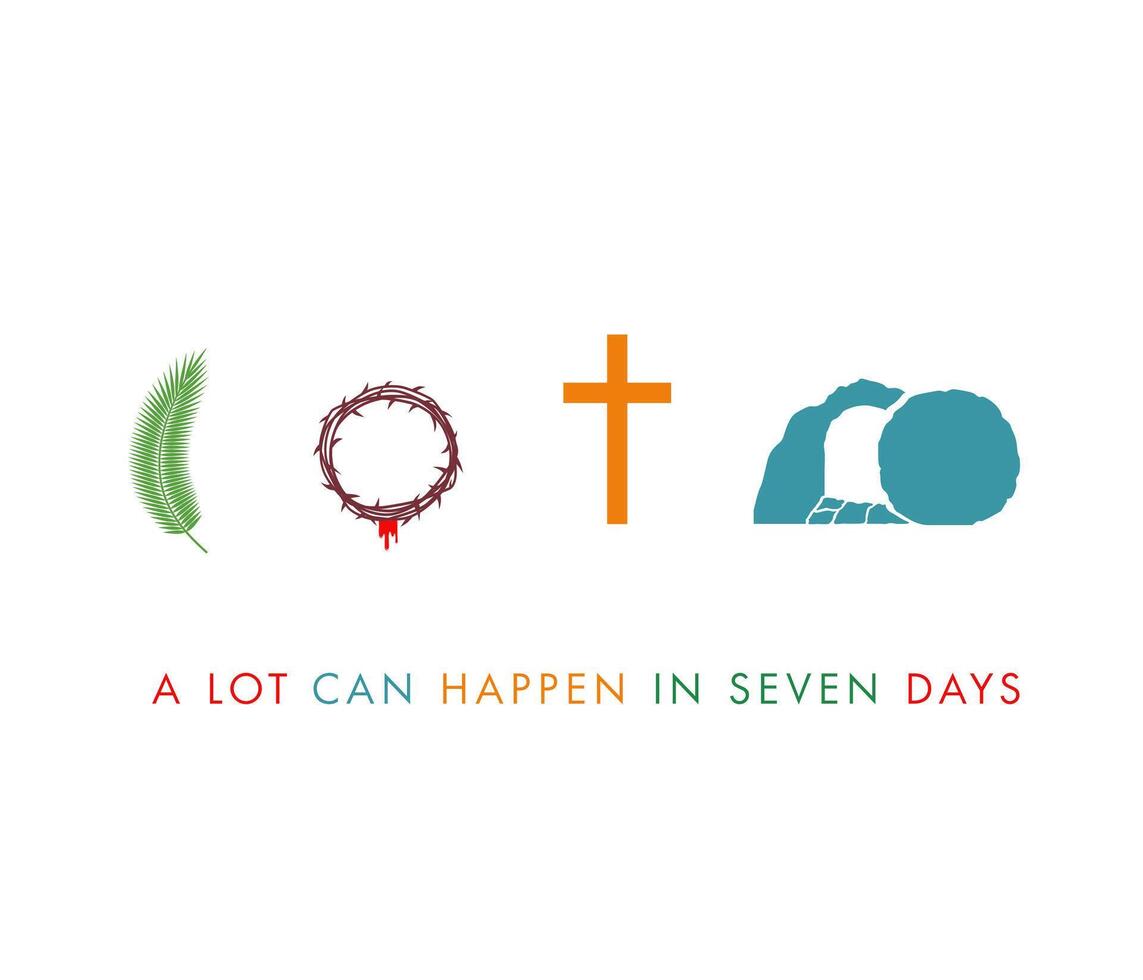 Easter Sunday set of symbols. Religious banner. Flat design vector