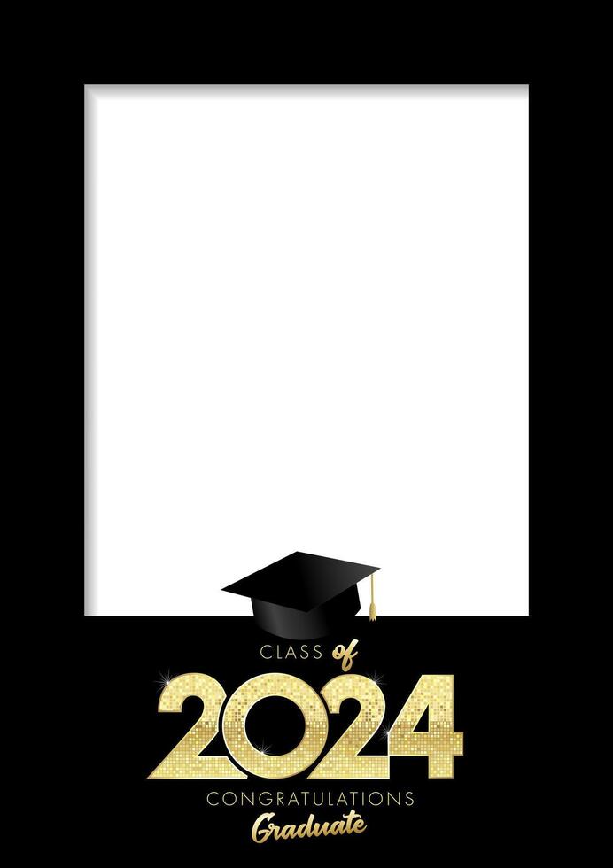 Graduation photo frame A4 design, Class of 2024. Vector illustration