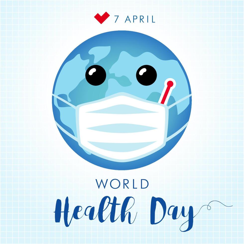 mundo salud día linda bandera con 3d gráfico elementos vector