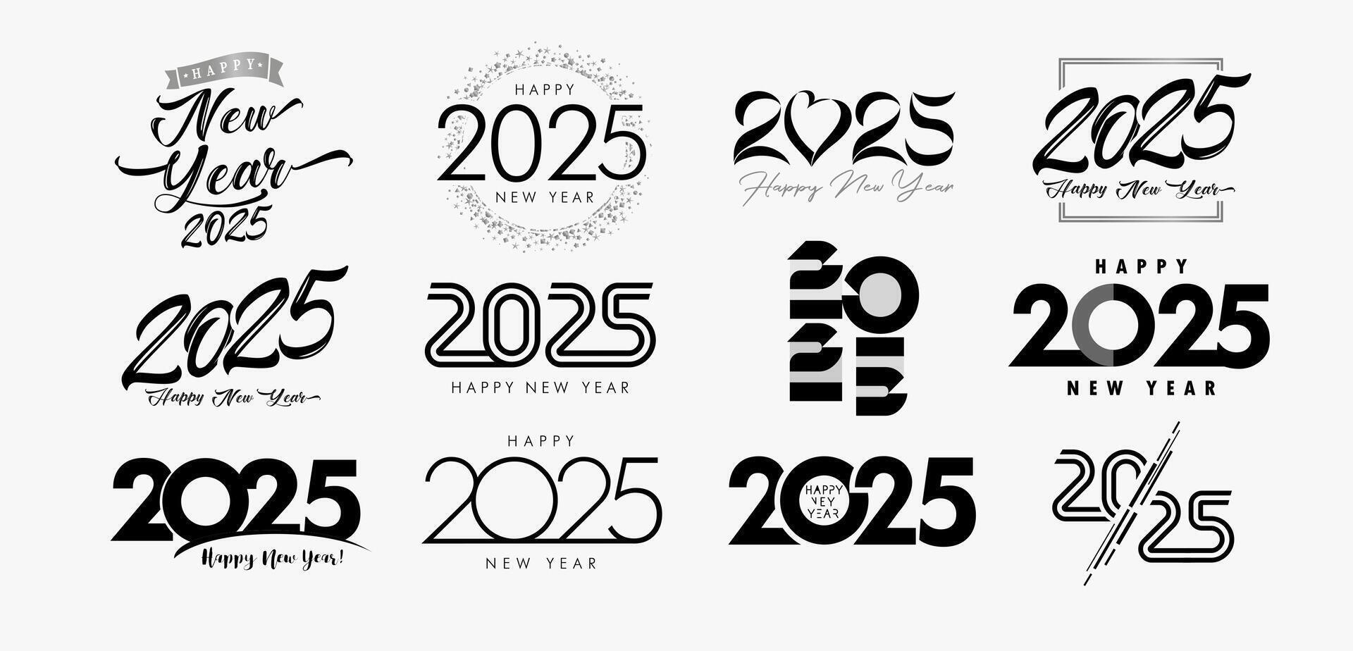Set of logos 2025, black monochrome design. Collection of creative concepts 42238526 Vector Art