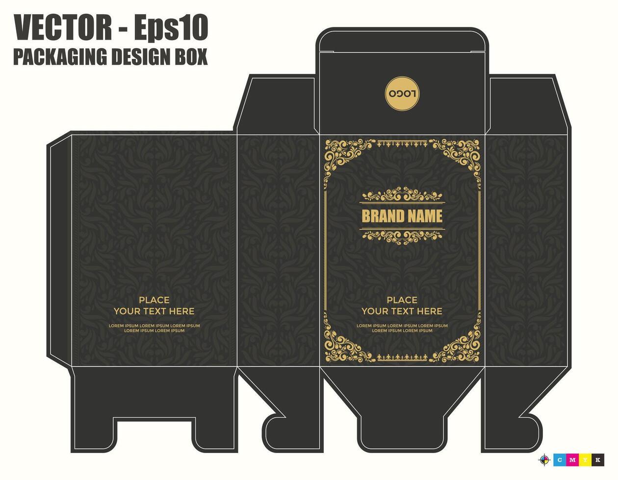 Box package with White Stripes Pattern and Die Cut Template vector