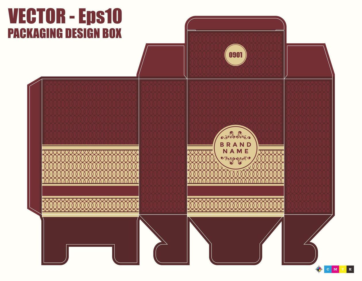 Box package with White Stripes Pattern and Die Cut Template vector