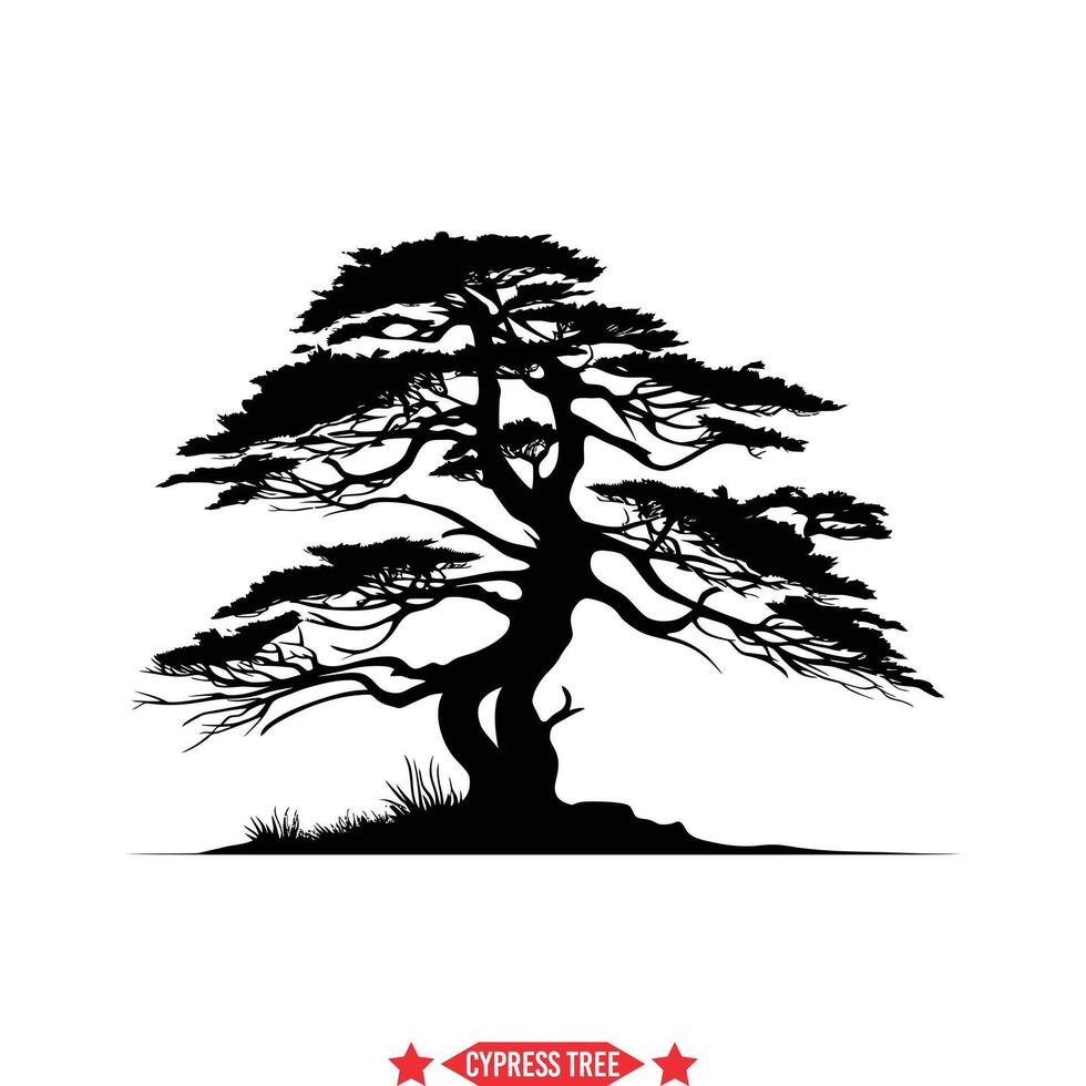 ciprés árbol silueta paquete hermosa gráficos para ambiental campañas vector